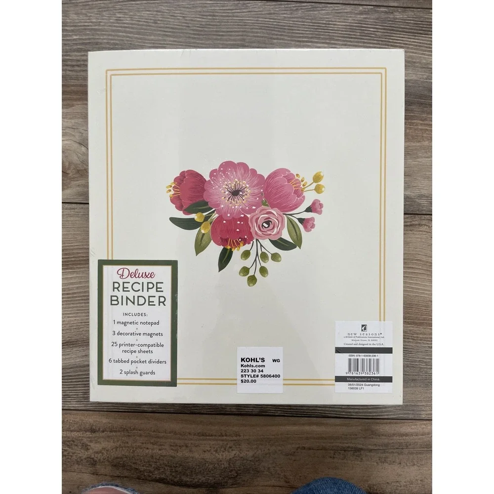New Seasons Deluxe Recipe Binder Set Floral Magnets Cards Dividers 5806400